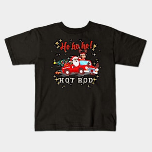 Ho Ho Ho Hot Rod Christmas Santa Reindeer Racing Truck Kids T-Shirt